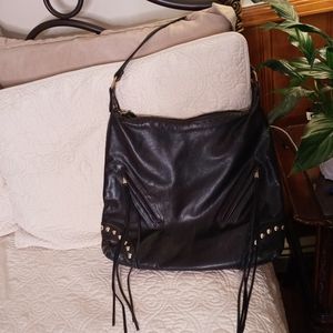 Sherry Wolf Black Supple Leather Shoulder Bag